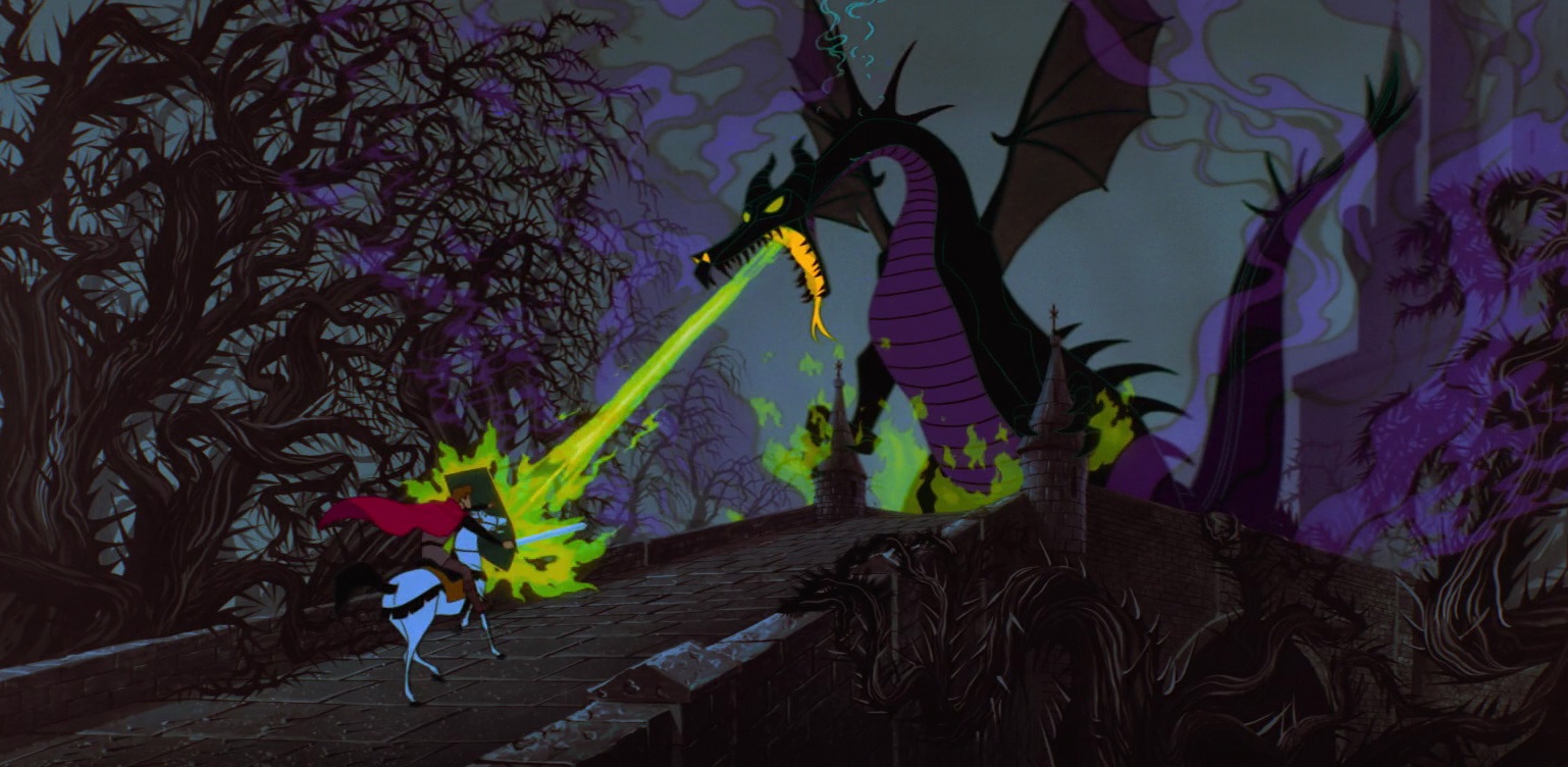 La-bella-addormentata-nel-bosco-Sleeping-Beauty-Filippo-Malefica-Maleficent-Dragon-Final-Battle-Disney